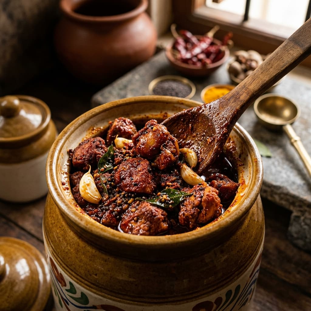 Traditional Andhra Non-Veg Pickle Preparation